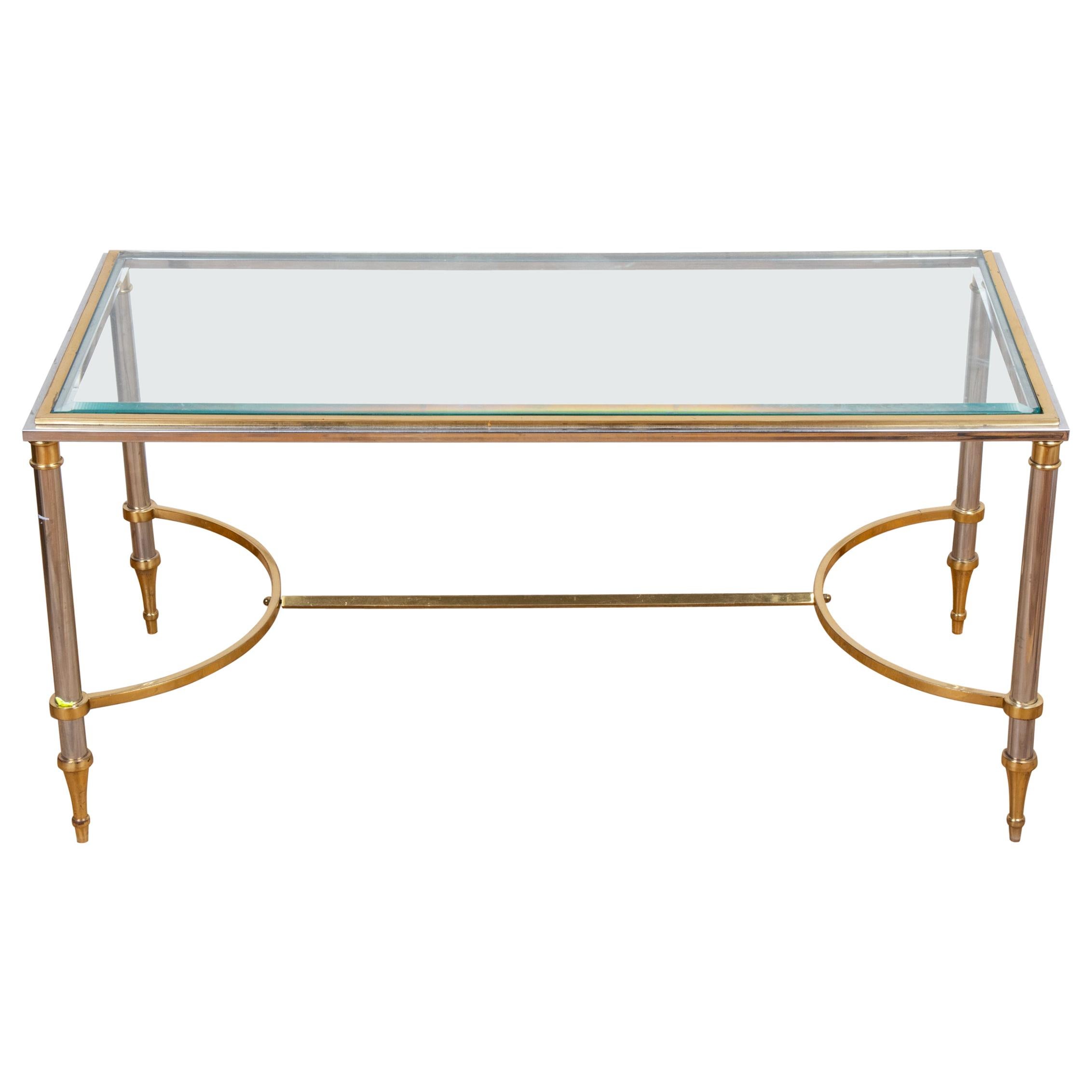Maison Jansen Style Brass and Chrome Coffee Table
