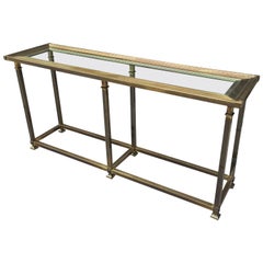 Maison Jansen Style Brass and Glass Console Table