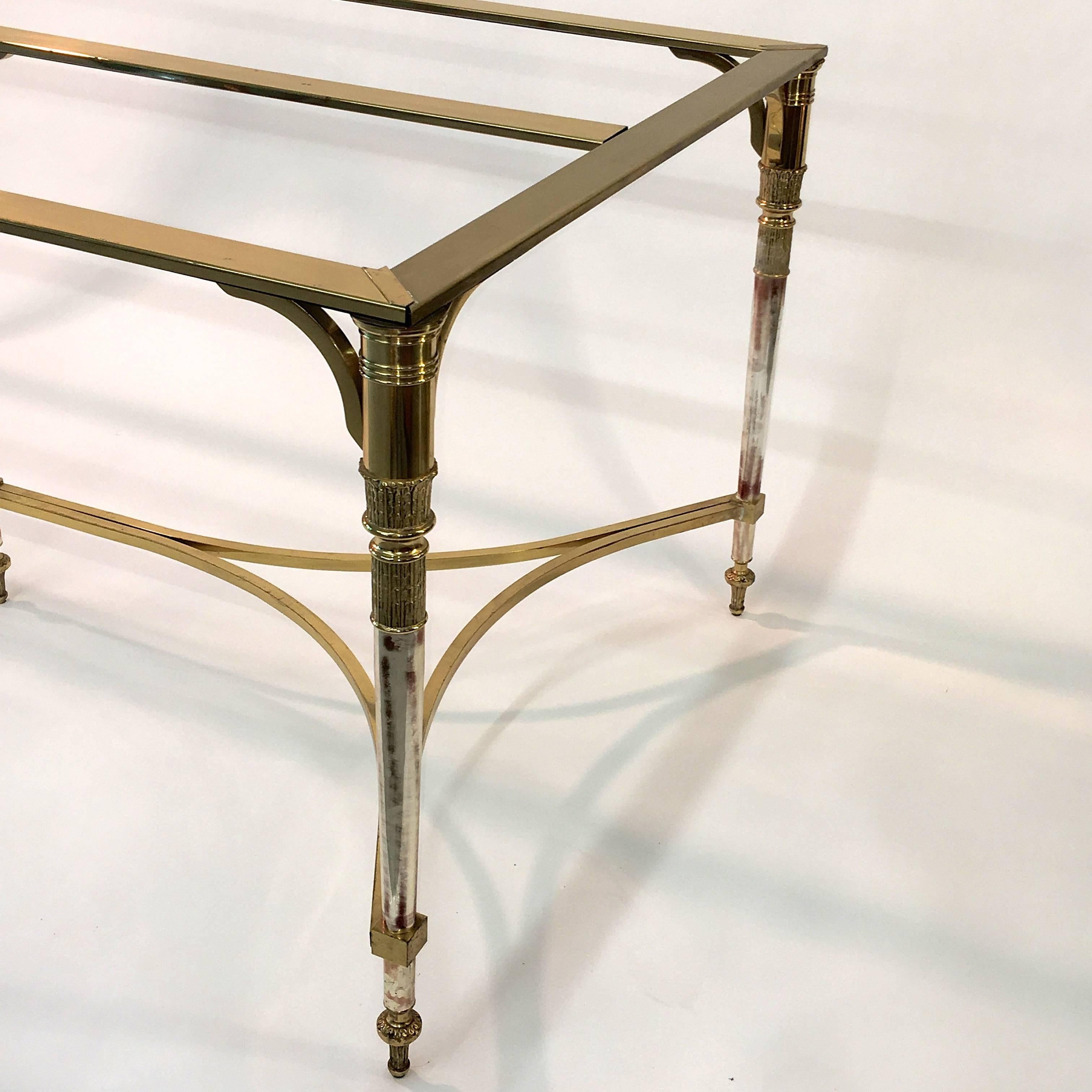 Hollywood Regency Maison Jansen Style Brass and Polished Steel Dining Table