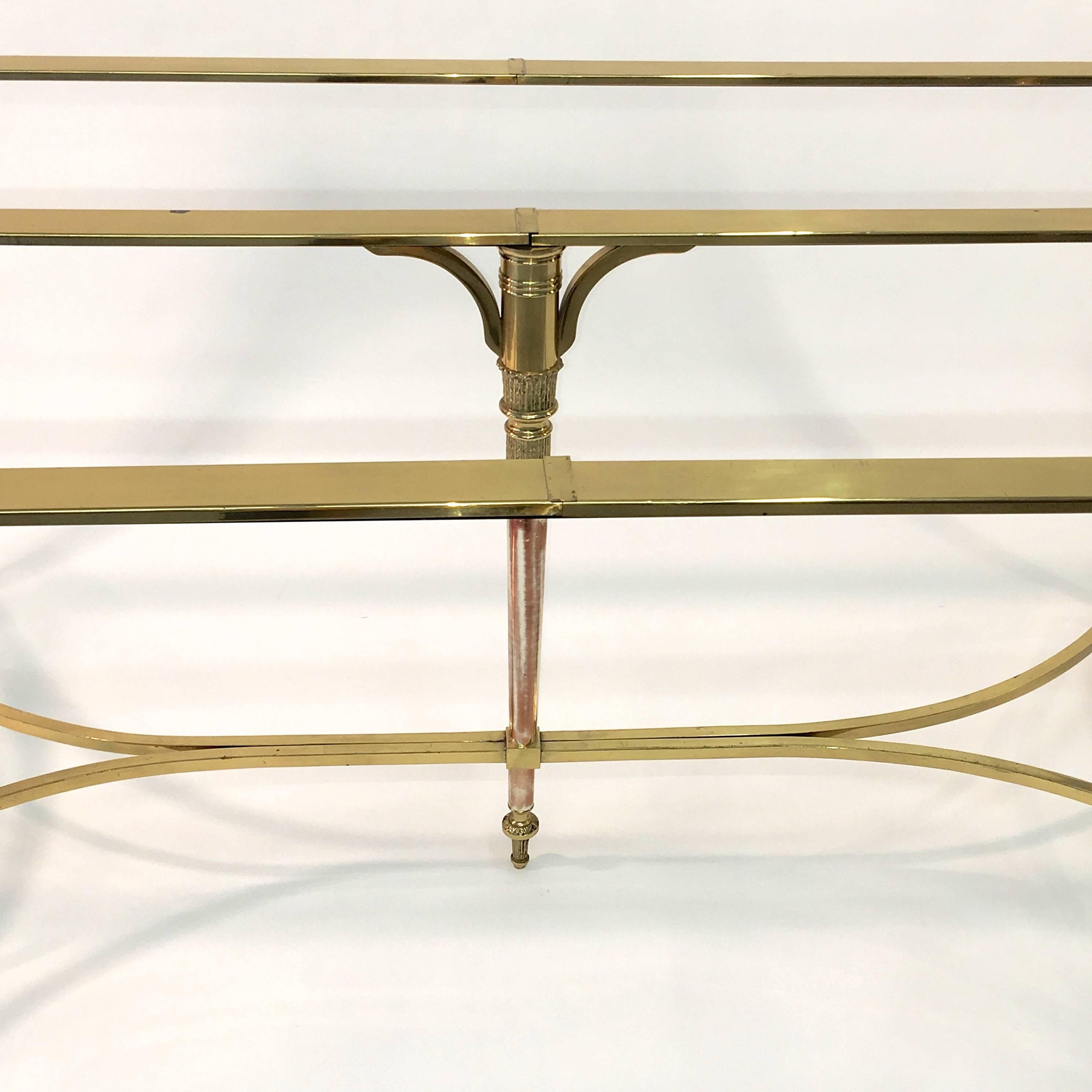 Italian Maison Jansen Style Brass and Polished Steel Dining Table