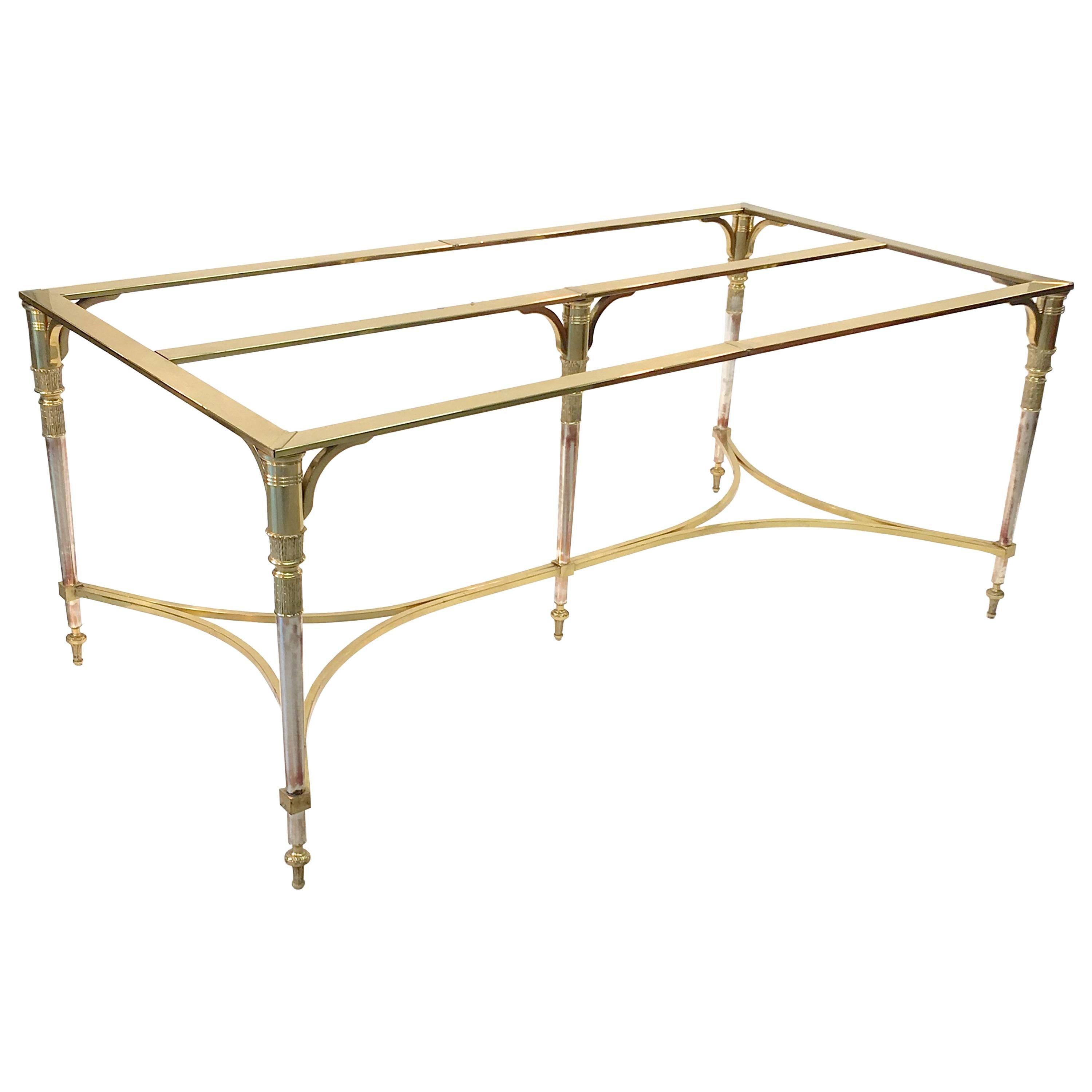 Maison Jansen Style Brass and Polished Steel Dining Table