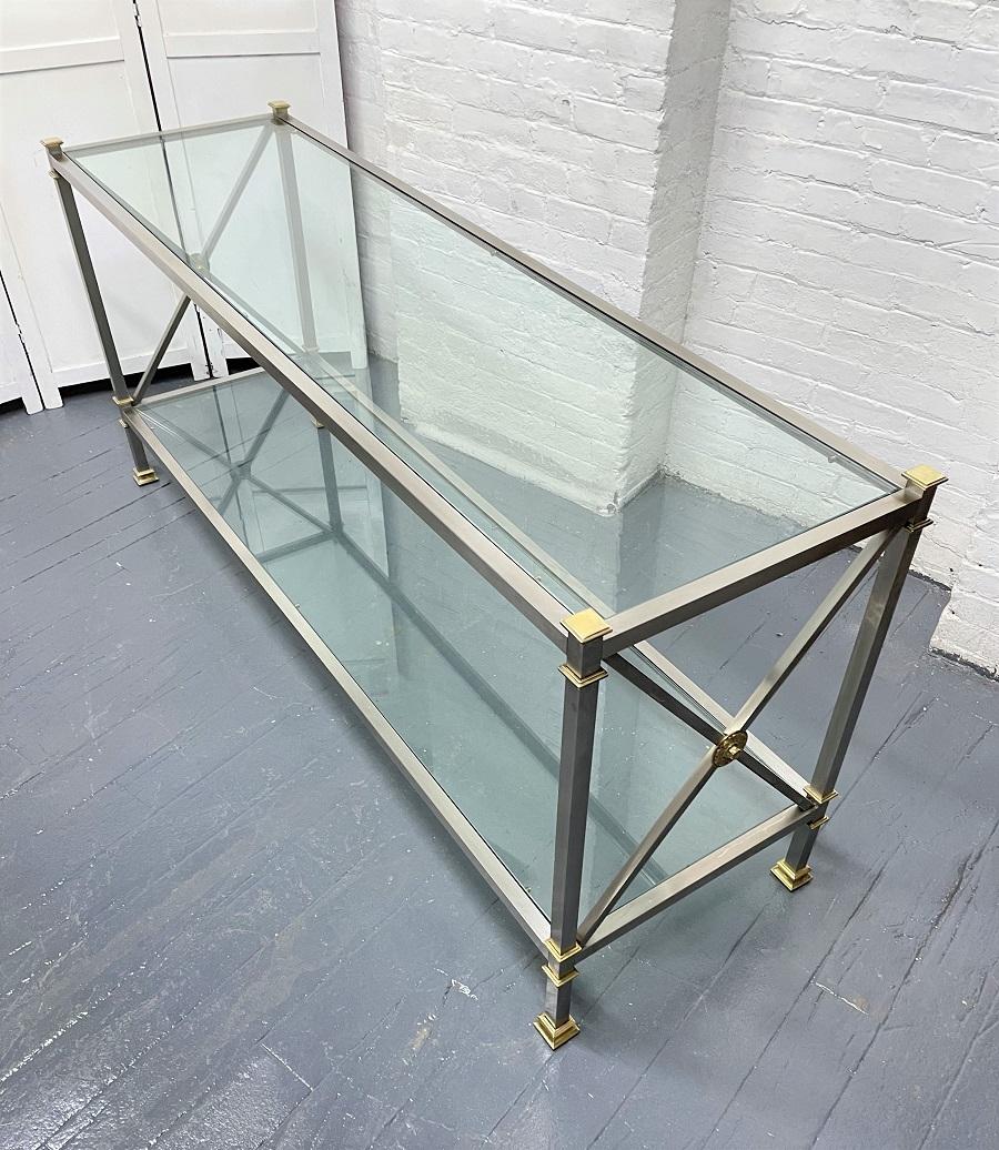 Maison Jansen Style Brass and Steel Console In Good Condition In New York, NY
