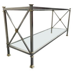Maison Jansen Style Brass and Steel Console