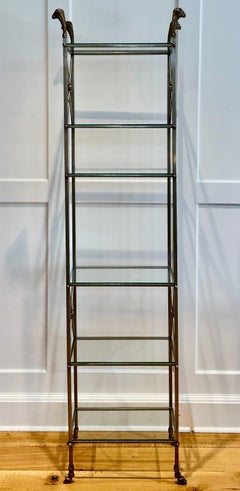 Maison Jansen Style Brass and Steel Etagere, Mid-Century