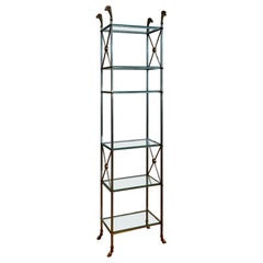 Maison Jansen Style Brass and Steel Etagere, Mid-Century