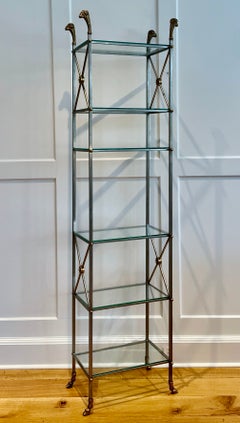 Maison Jansen Style Brass and Steel Etagere, Mid-Century
