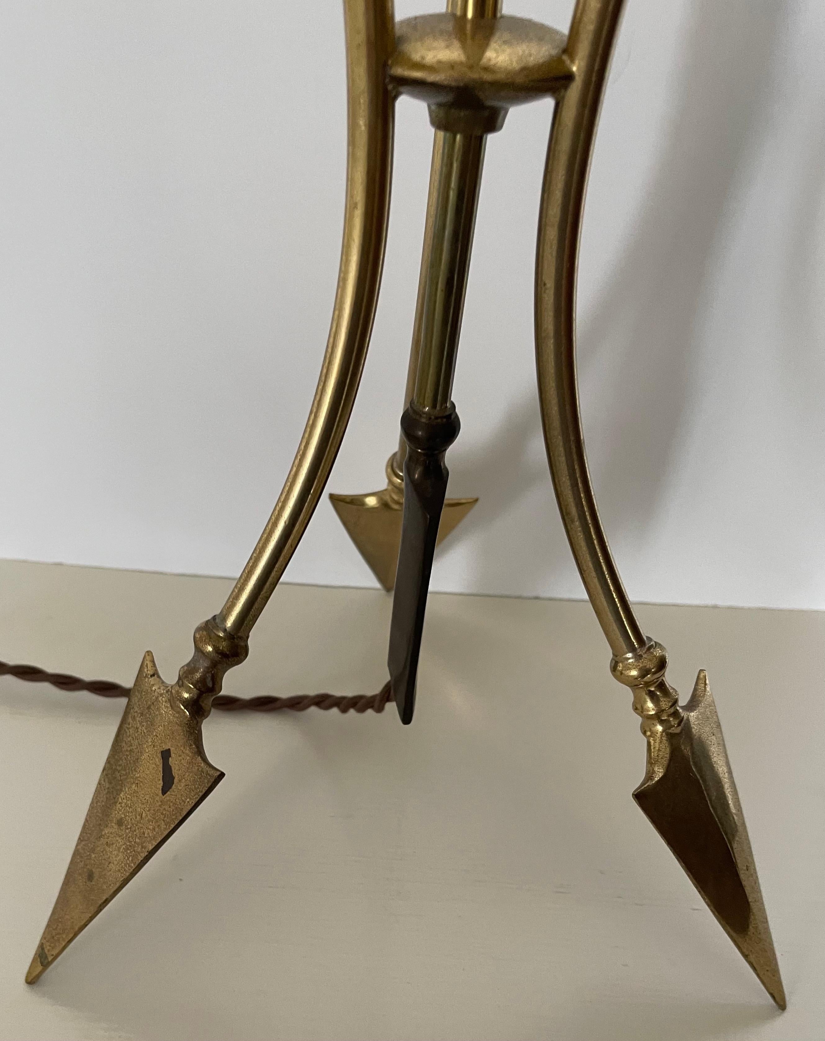 French Maison Jansen Style Brass Arrow Directoire Lamp For Sale