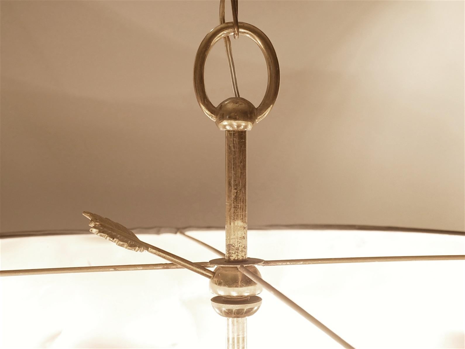 French Maison Jansen Style Brass Candelabra Chandelier, 1940s For Sale