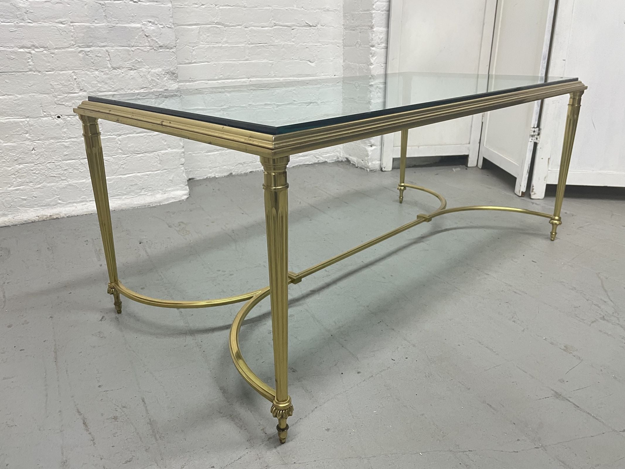 Maison Jansen Style Brass Coffee Table.