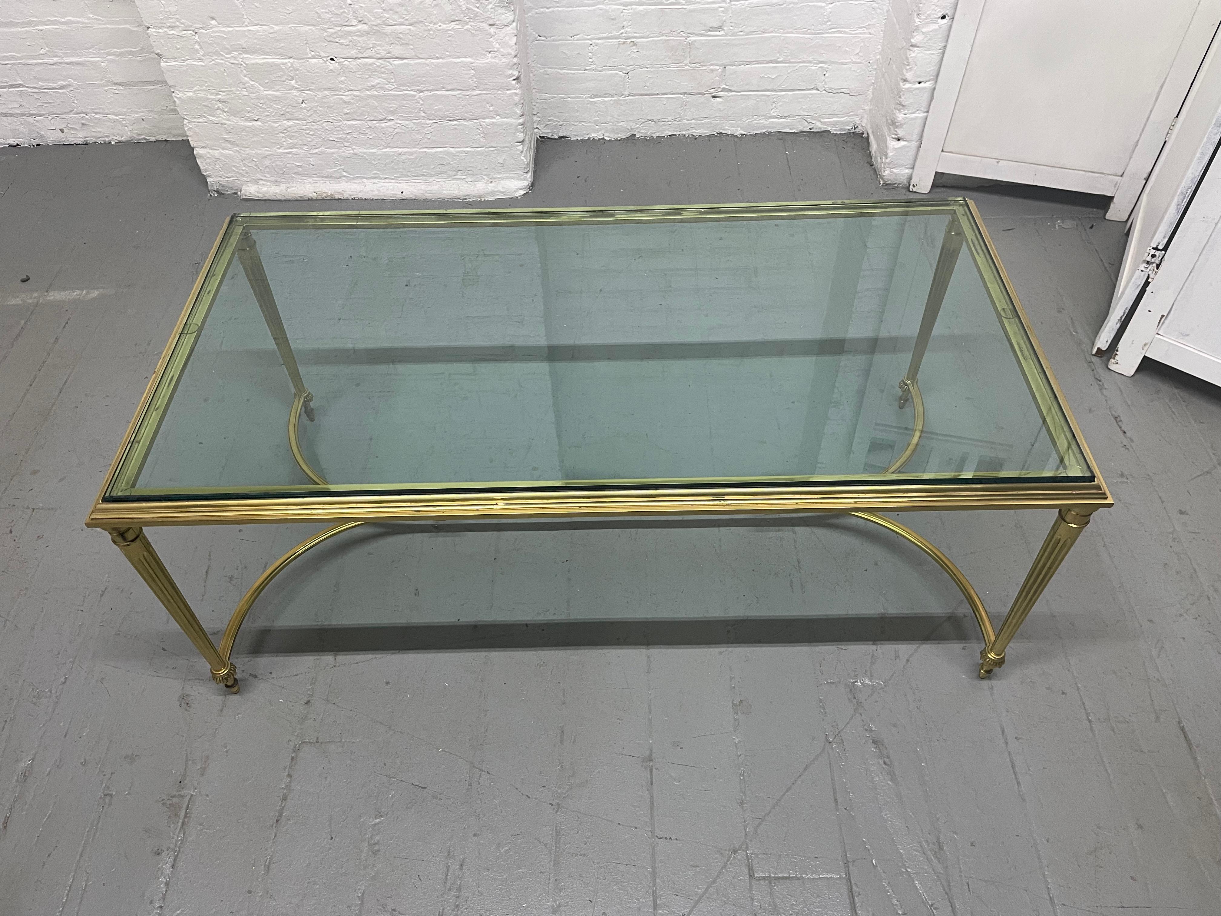 Directoire Maison Jansen Style Brass Coffee Table For Sale