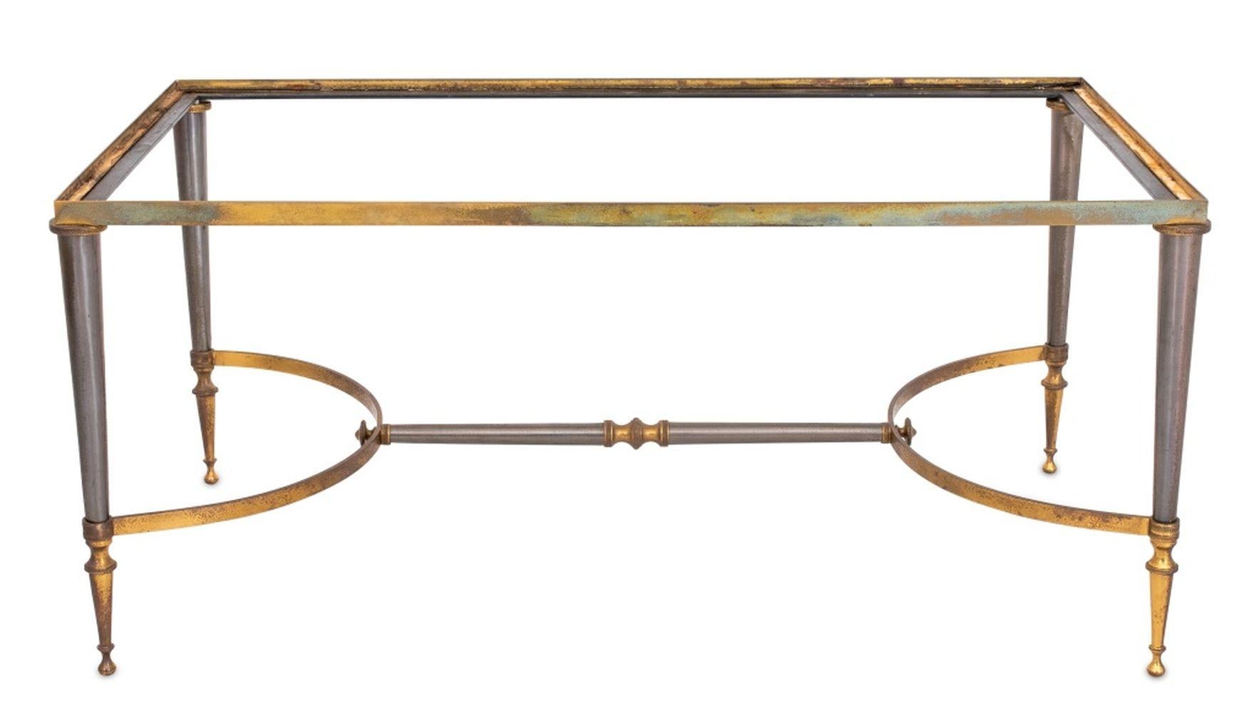 Maison Jansen Style Brass Coffee Table In Fair Condition For Sale In Astoria, NY