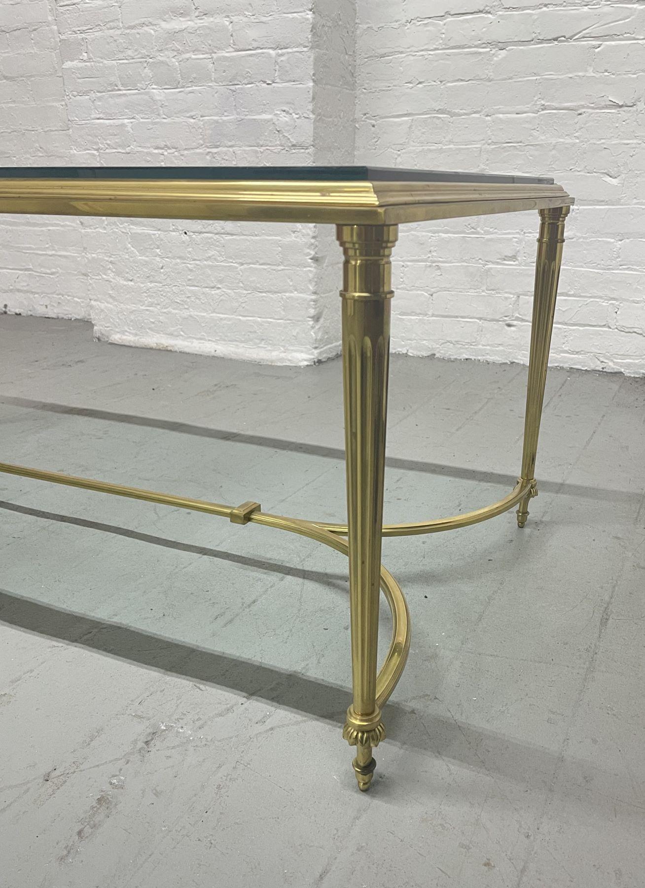 French Maison Jansen Style Brass Coffee Table For Sale