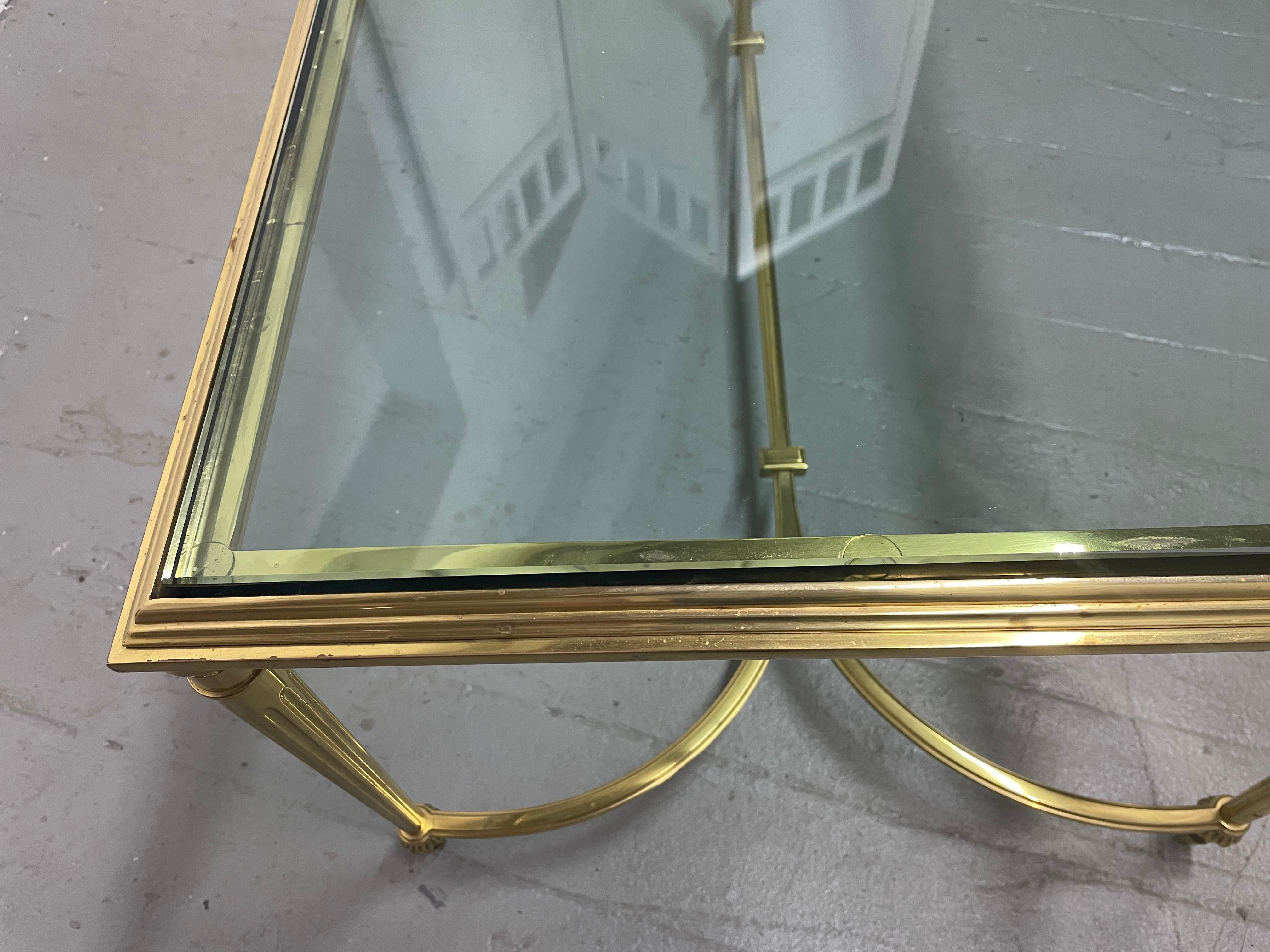 Maison Jansen Style Brass Coffee Table In Good Condition For Sale In New York, NY