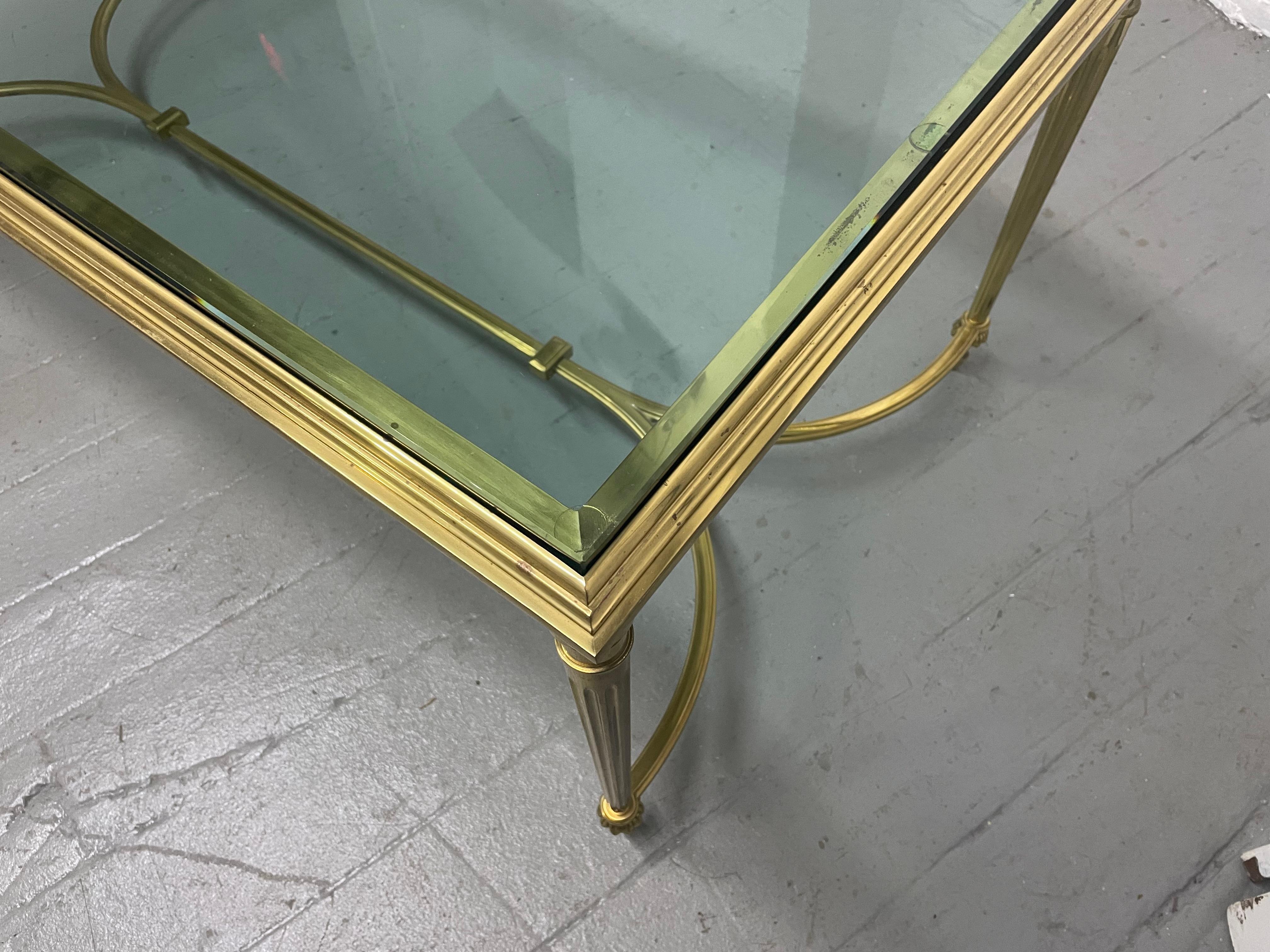 Mid-20th Century Maison Jansen Style Brass Coffee Table For Sale