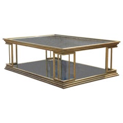 Maison Jansen Style Brass Coffee Table with Mirrored Glass