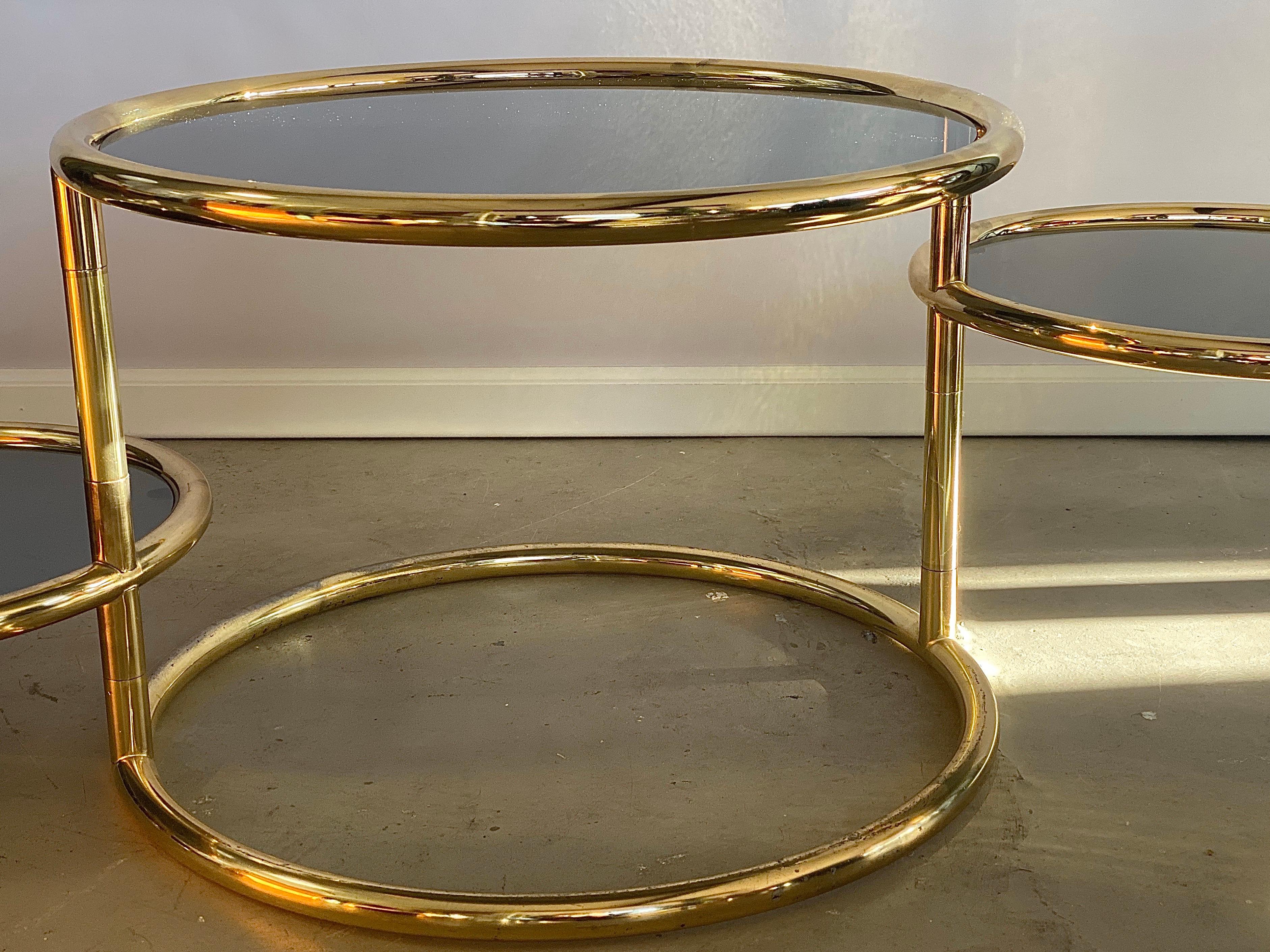 Maison Jansen Style Brass Multi Functional 3-Tier Extendable Coffee Table 2
