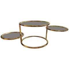 Maison Jansen Style Brass Multi Functional 3-Tier Extendable Coffee Table