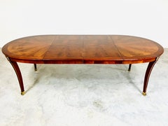 Maison Jansen Style Brass Ornamented Oval Mahogany French Louis XVI Dining Table