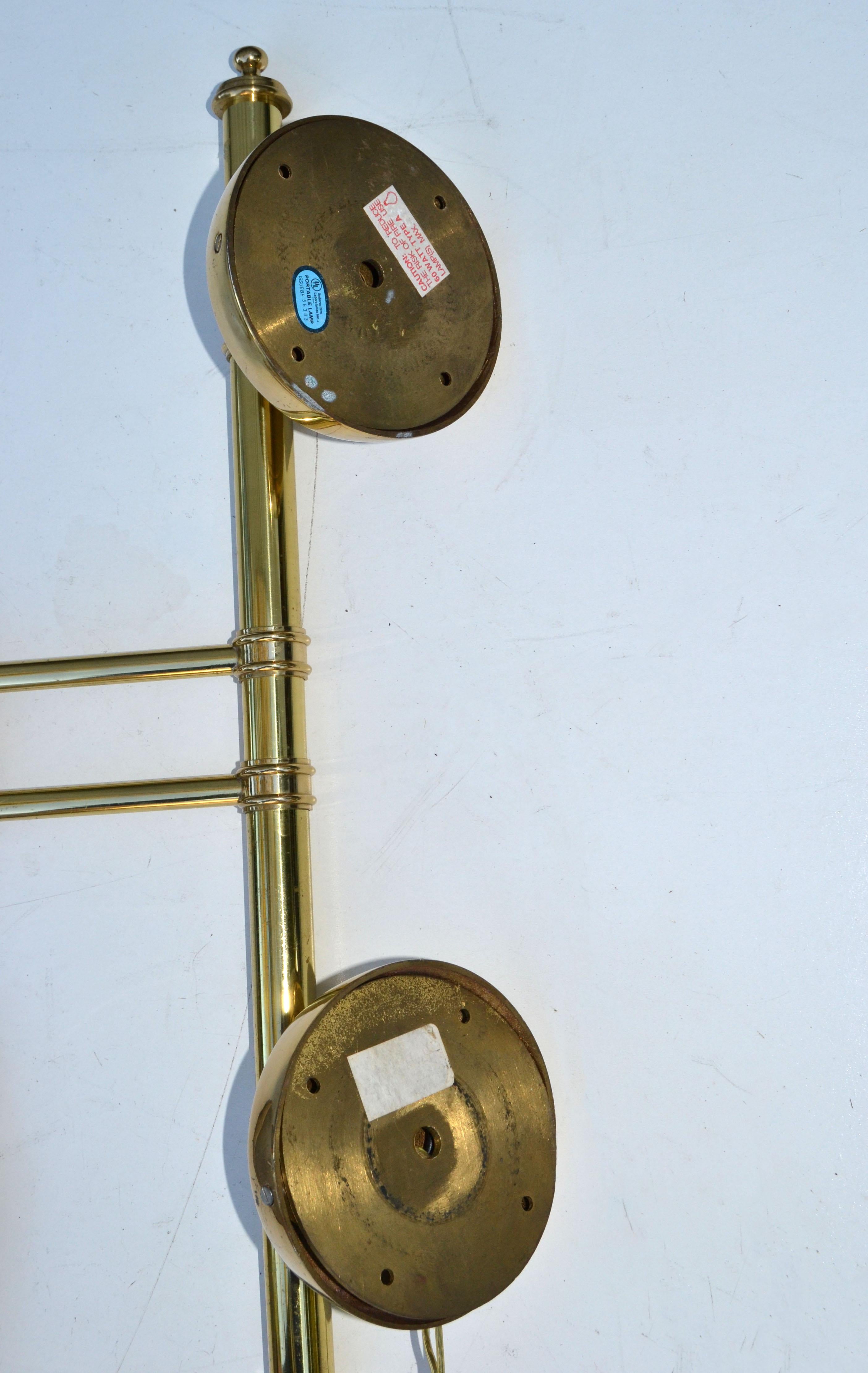 Retractable Wandleuchte aus Messing im Maison Jansen-Stil, schwarz-goldener Trommelschirm im Angebot 8