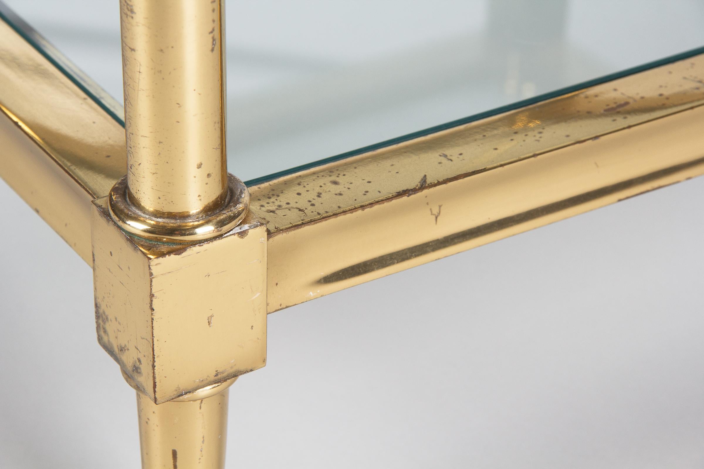 Plated Maison Jansen Style Brass Side Table, France, 1960s