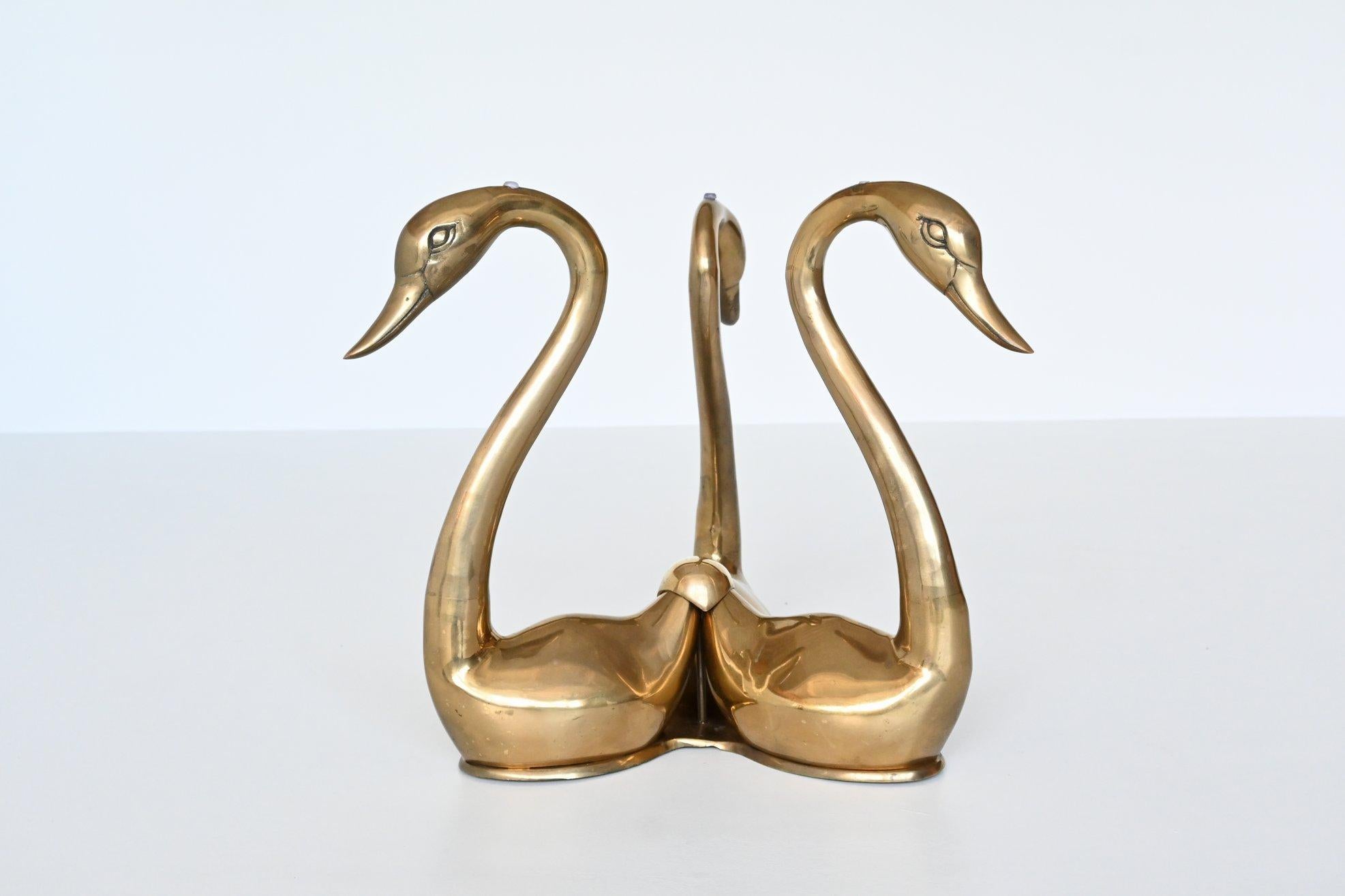 Maison Jansen Style Brass Swan Coffee or Side Table, France, 1970 4