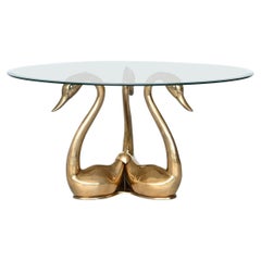 Maison Jansen Style Brass Swan Coffee or Side Table, France, 1970