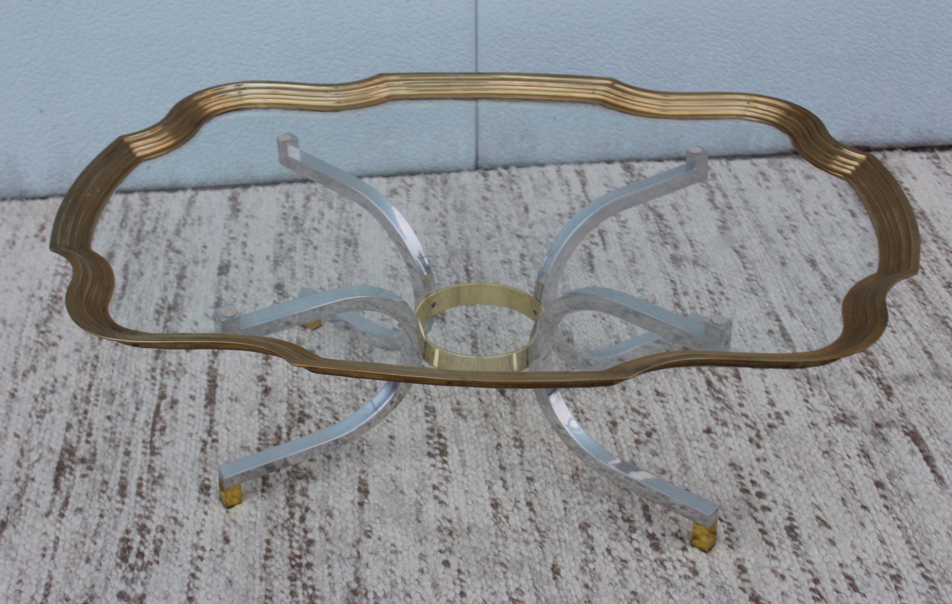 French Maison Jansen Style Brass Tray Coffee Table