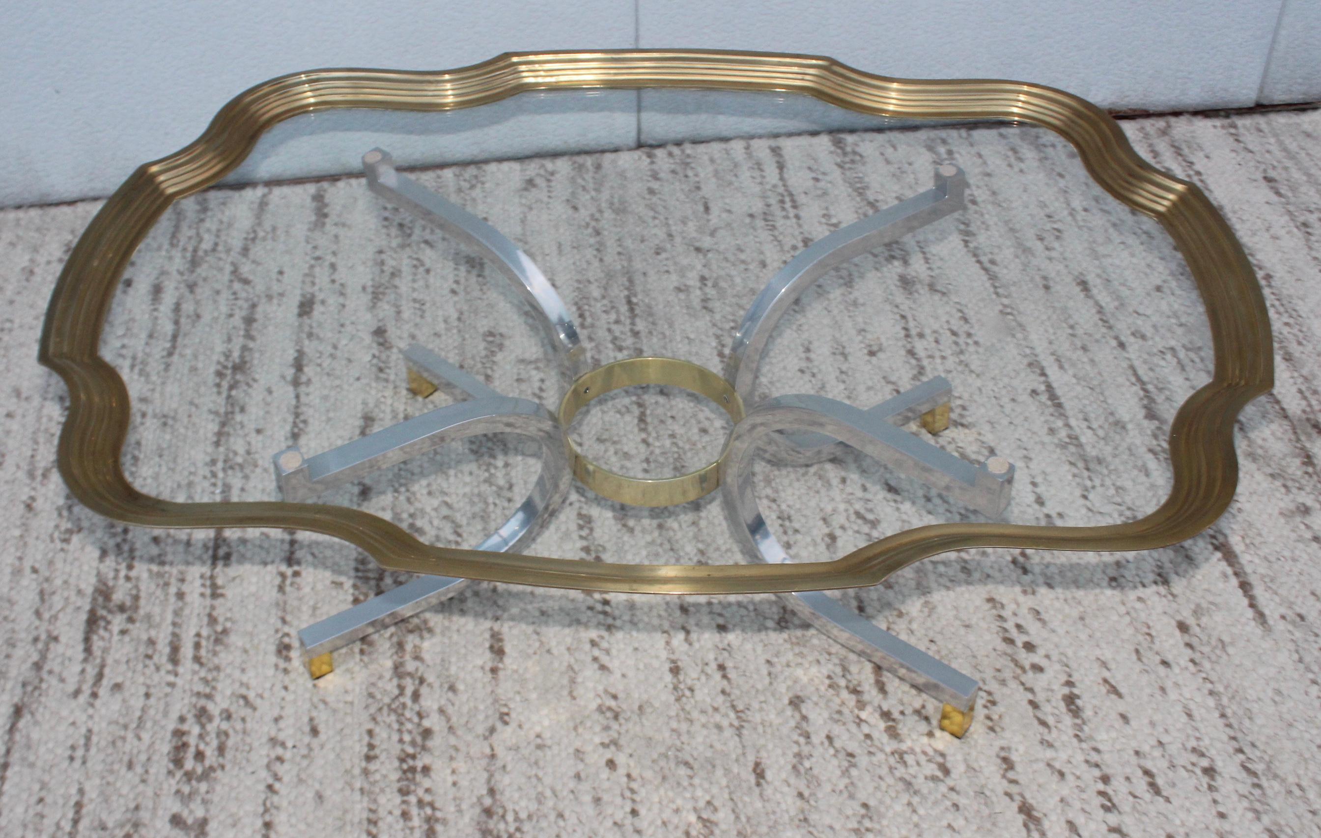 Maison Jansen Style Brass Tray Coffee Table In Good Condition In New York, NY