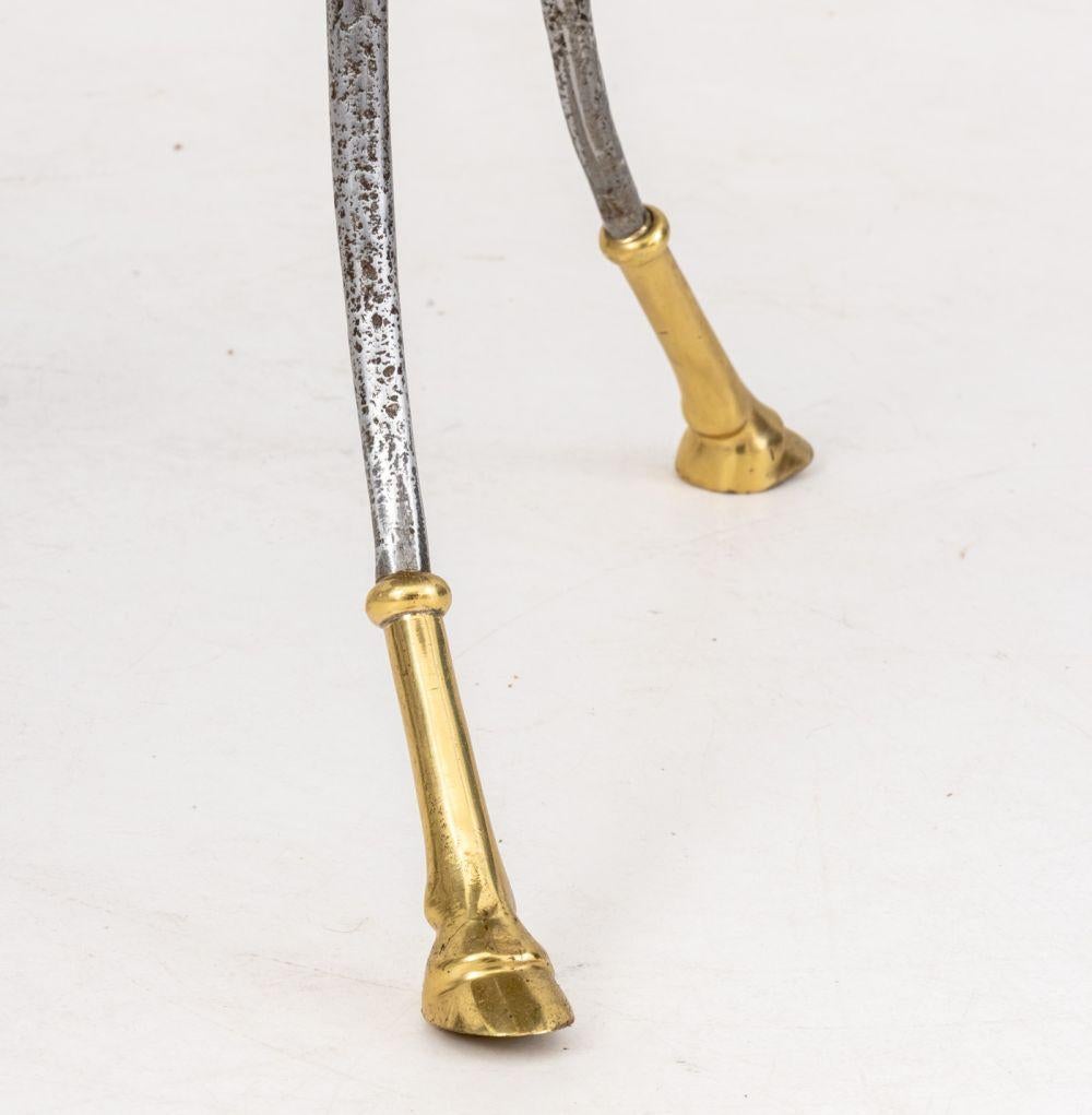 Gueridon in ottone e ferro battuto in stile Maison Jansen in vendita 1