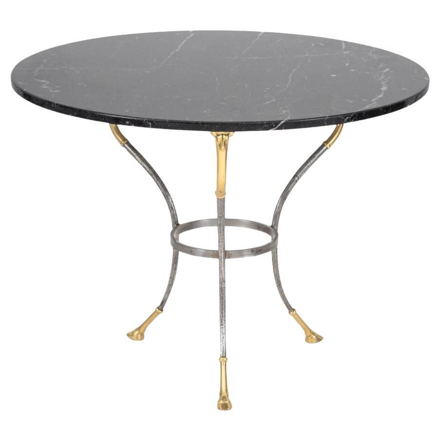 Gueridon in ottone e ferro battuto in stile Maison Jansen