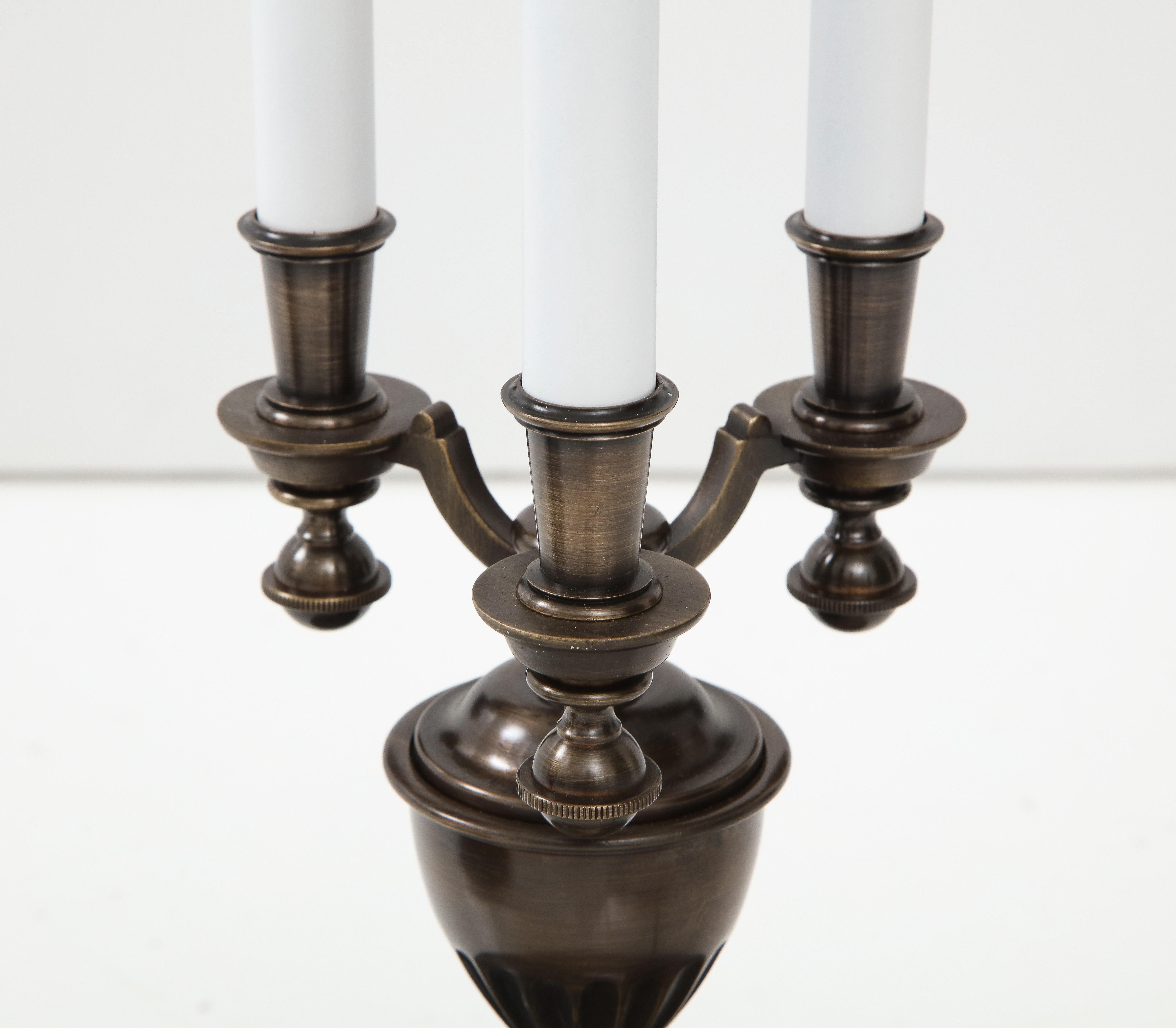 Metal Maison Jansen Style Bronze, Marble Lamps For Sale