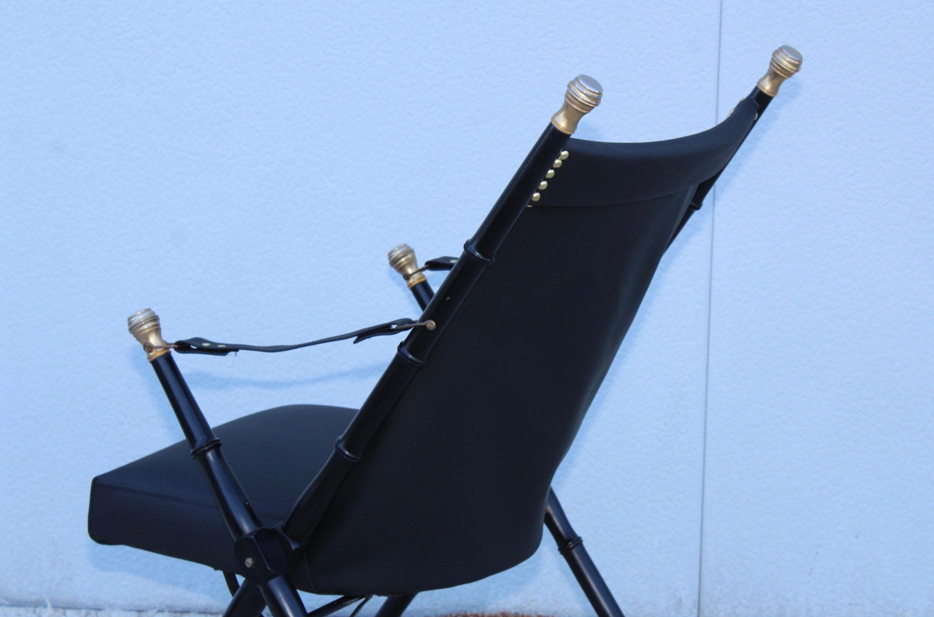 Maison Jansen Style Campaign Leather Chair 5