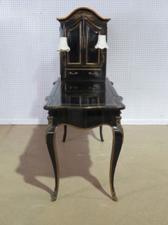 Ebonized and Gilded Maison Jansen Style Writing Table Cartonnier Desk