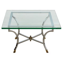 Maison Jansen Style Chrome and Brass Coffee Table