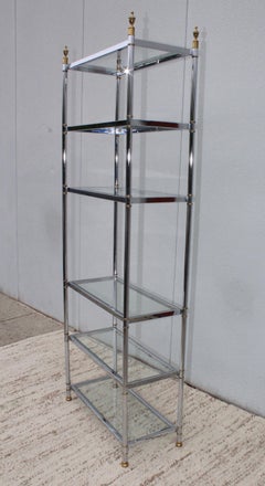 Maison Jansen Style Chrome and Brass Etagere