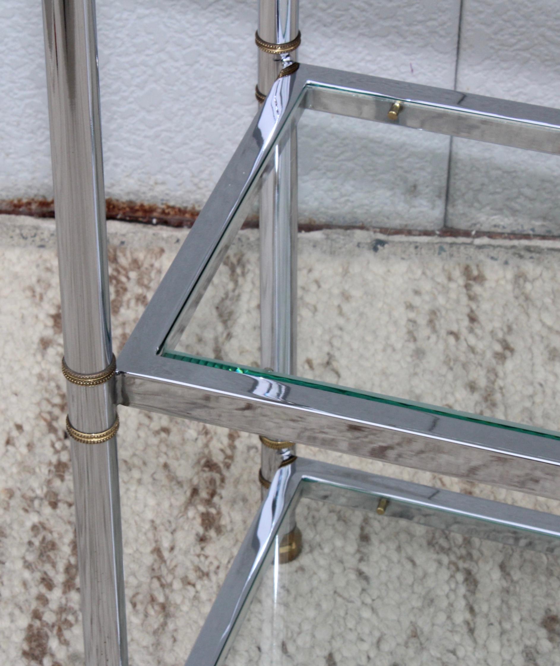 Late 20th Century Maison Jansen Style Chrome and Brass Etagere