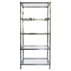 Maison Jansen Style Chrome and Glass Étagère