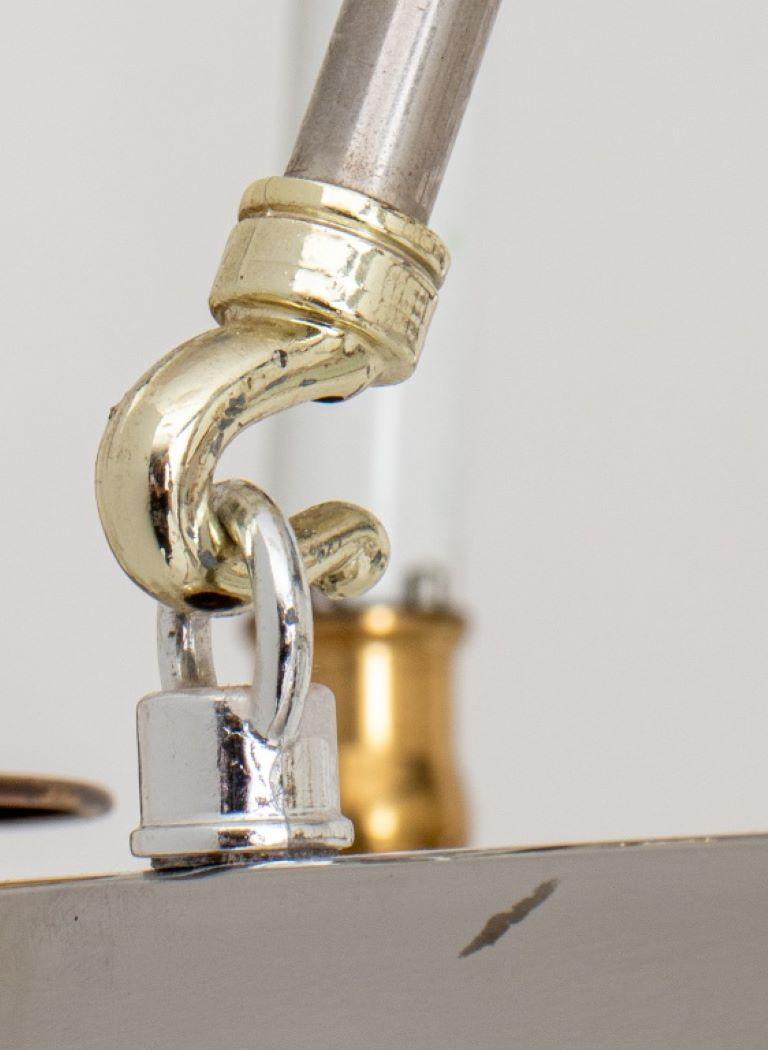 Maison Jansen Style Chrome & Brass Ring Chandelier For Sale 1