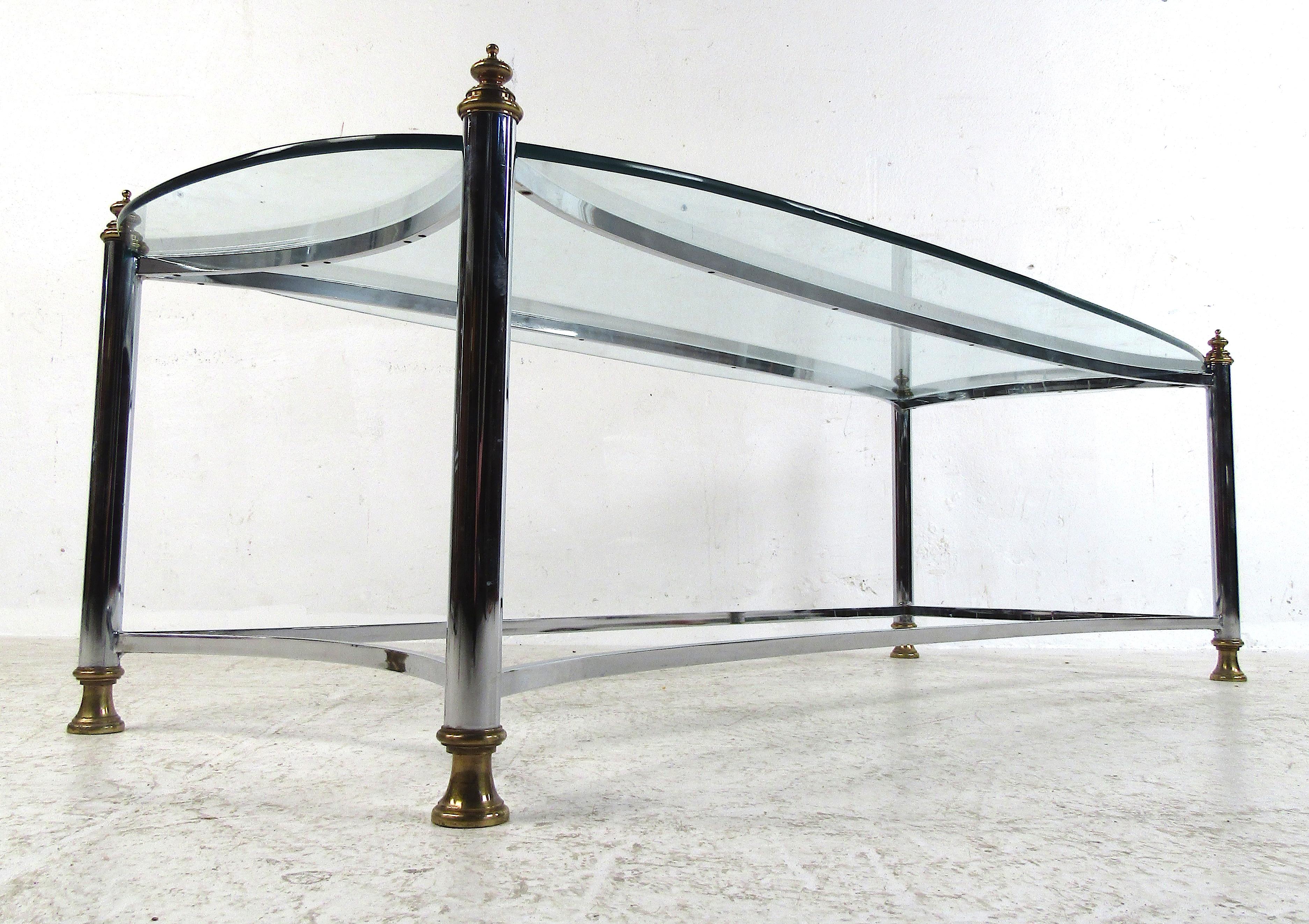 Maison Jansen Style Chrome and Glass Coffee Table In Good Condition In Brooklyn, NY