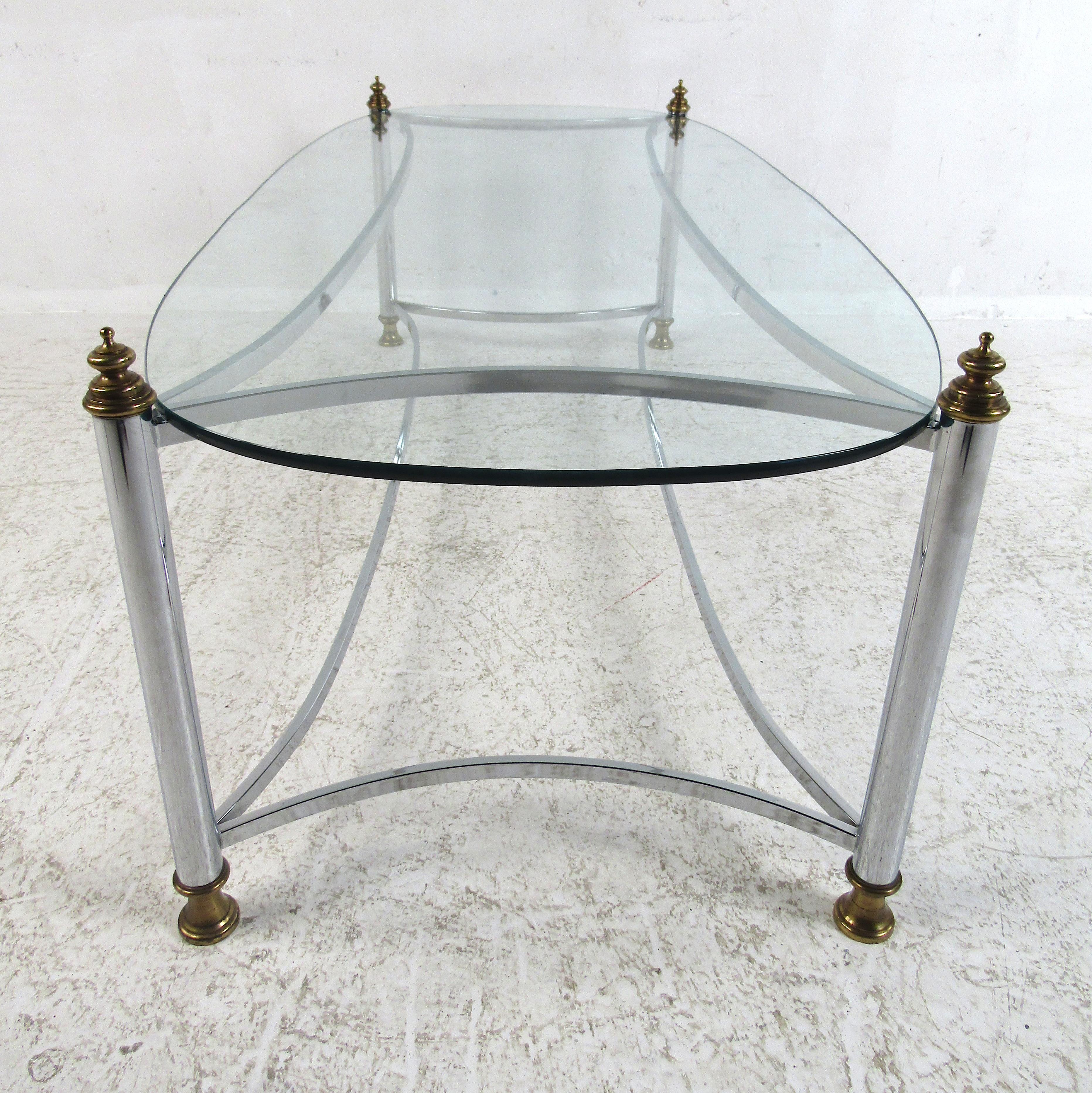 Maison Jansen Style Chrome and Glass Coffee Table 2