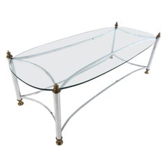 Maison Jansen Style Chrome and Glass Coffee Table