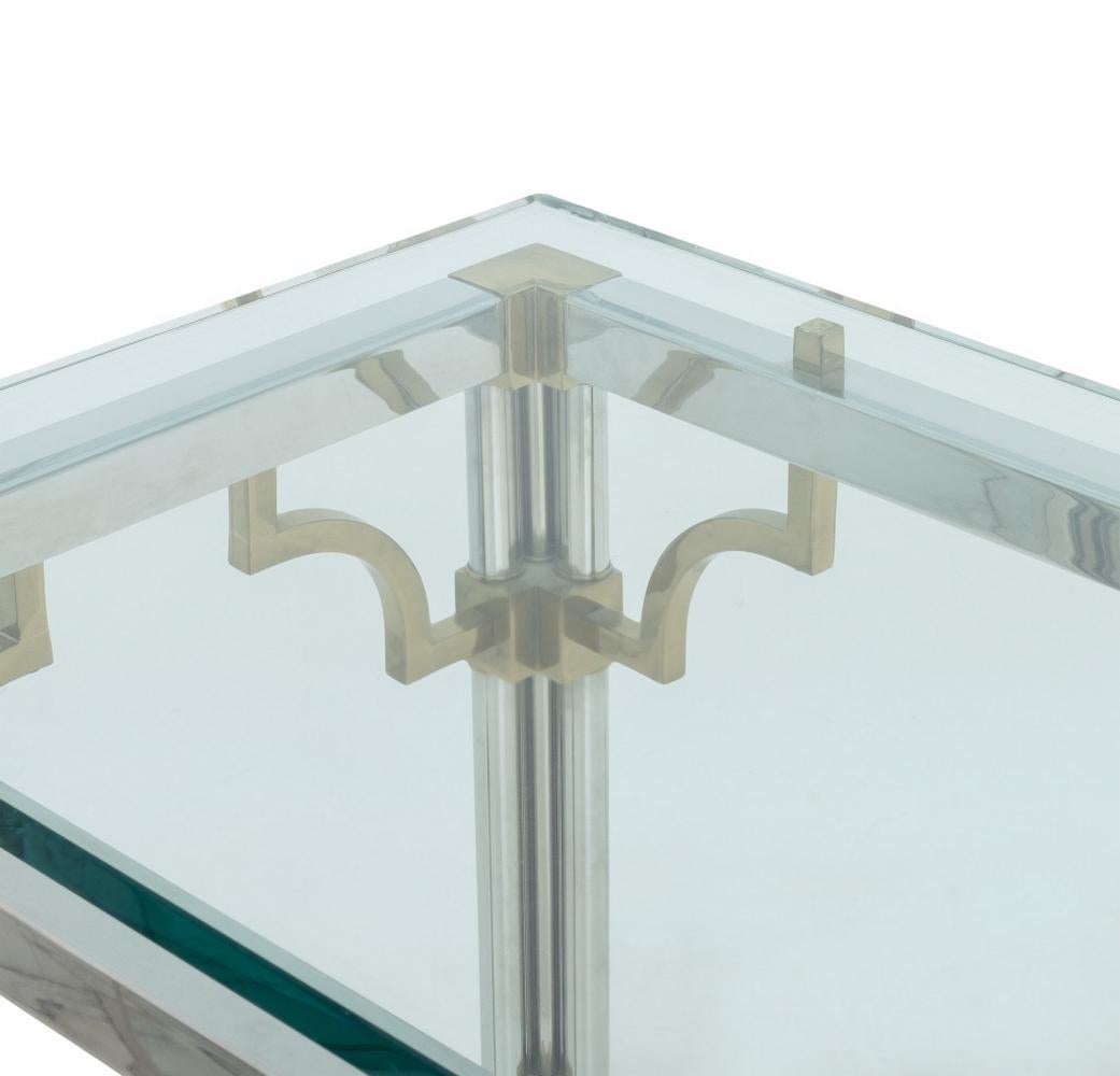 Table console de style Maison Jansen avec plateau en verre chromé Bon état - En vente à Astoria, NY