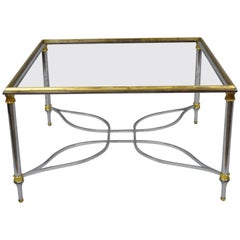 Used Maison Jansen Style Chrome Steel and Brass Square Coffee Table Base