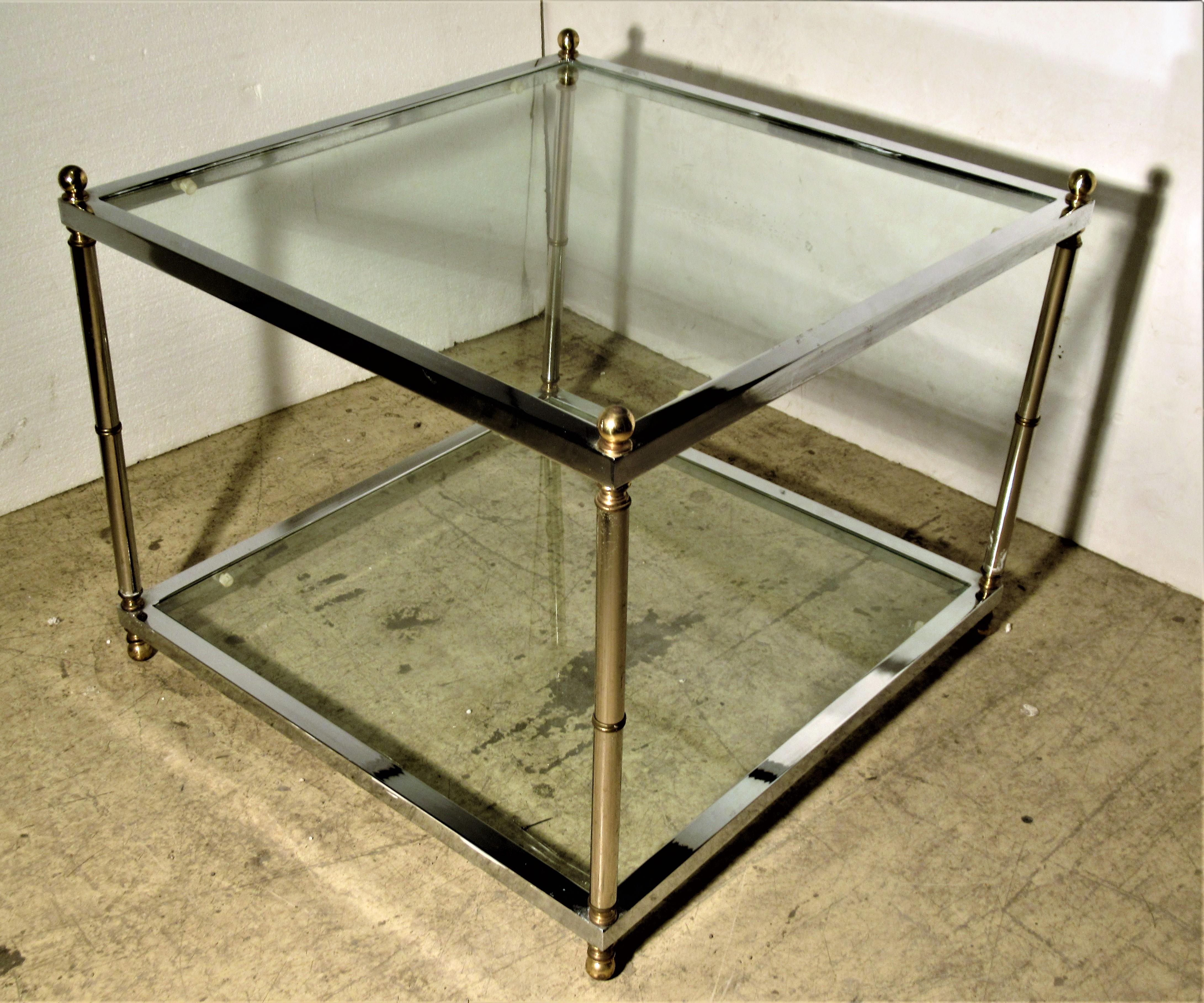 Maison Jansen Style Chromed Steel and Brass Table In Good Condition For Sale In Rochester, NY