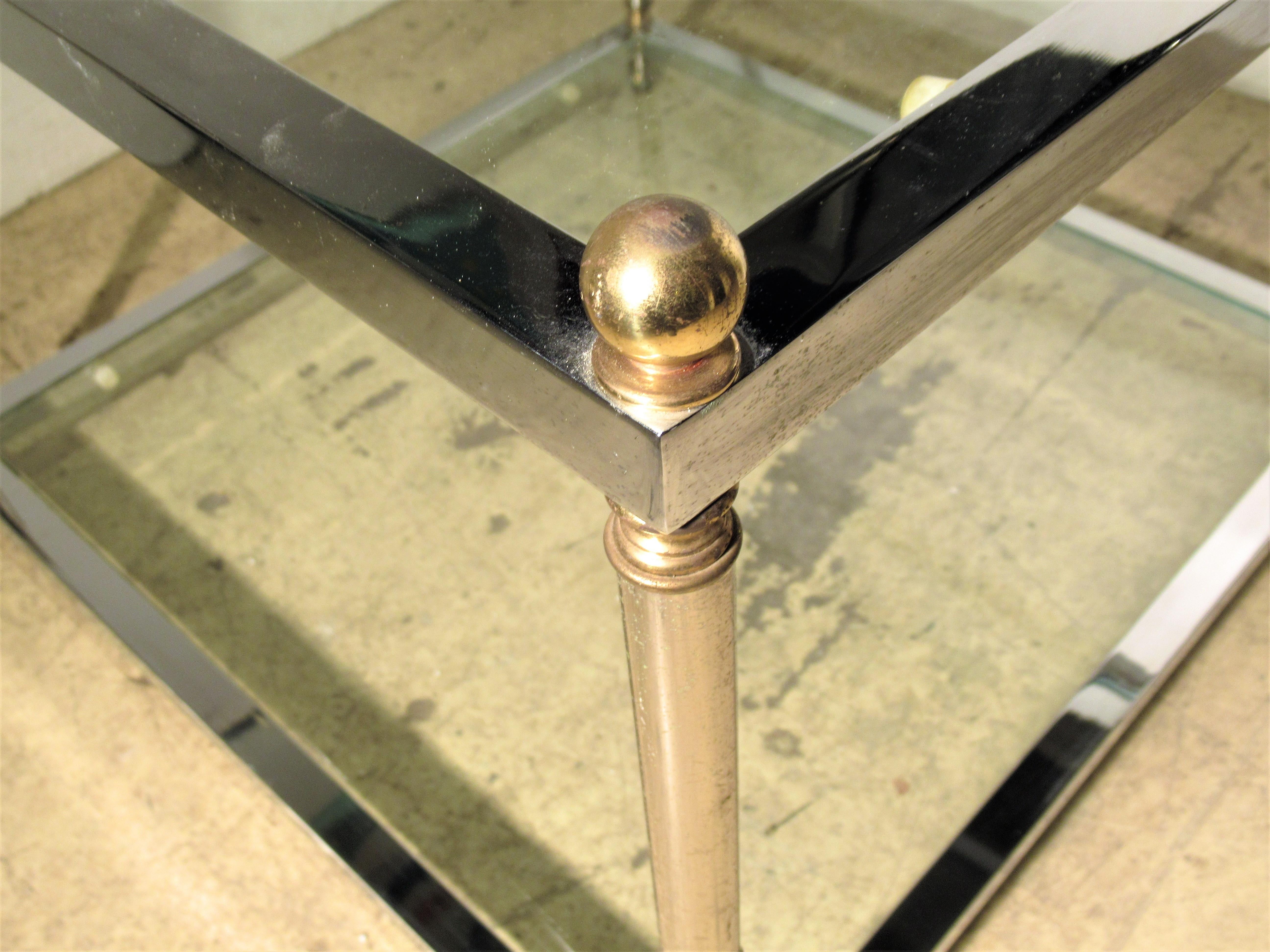 20th Century Maison Jansen Style Chromed Steel and Brass Table For Sale