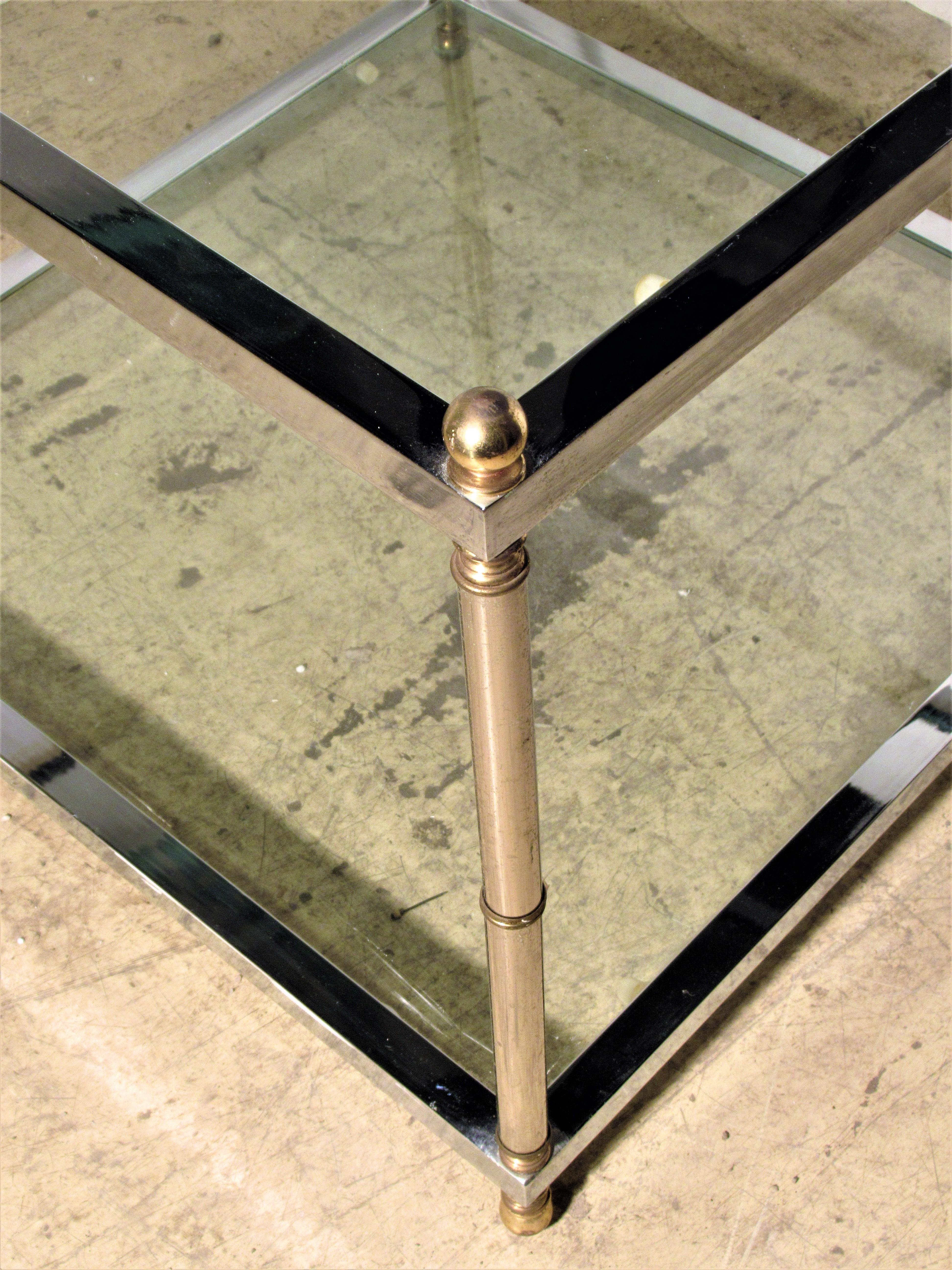 Maison Jansen Style Chromed Steel and Brass Table For Sale 2
