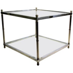 Maison Jansen Style Chromed Steel and Brass Coffee Table