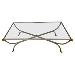 Maison Jansen Style Cocktail Table with Brass Rams Head and Hoof Detail