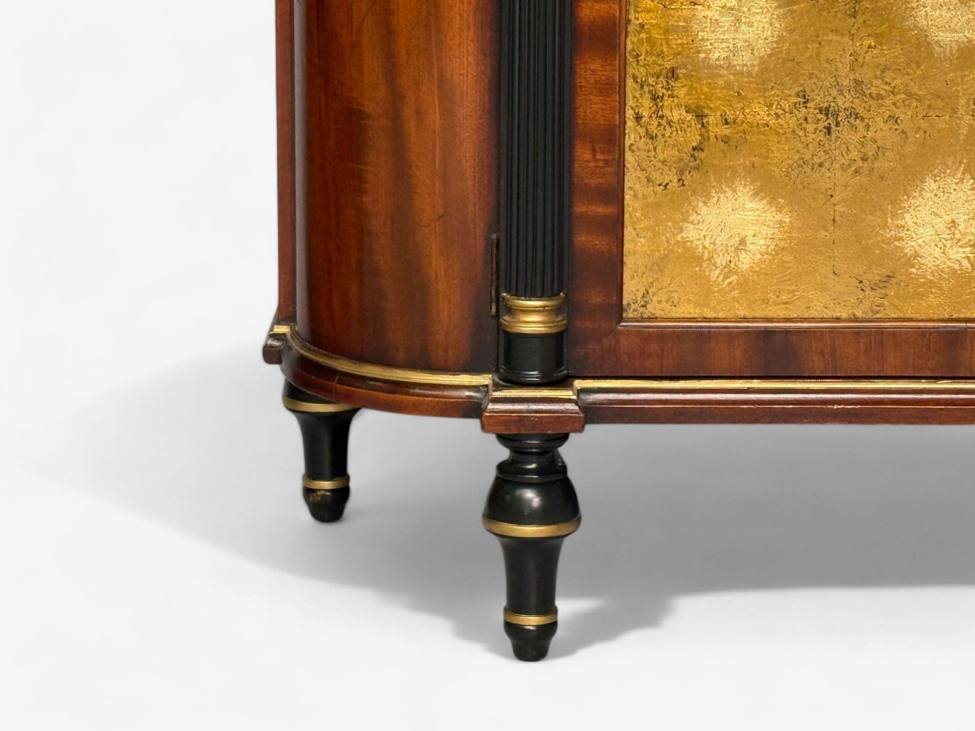 Maison Jansen Style, Console Table Cabinets, Flame Mahogany, Eglomise Glass For Sale 5