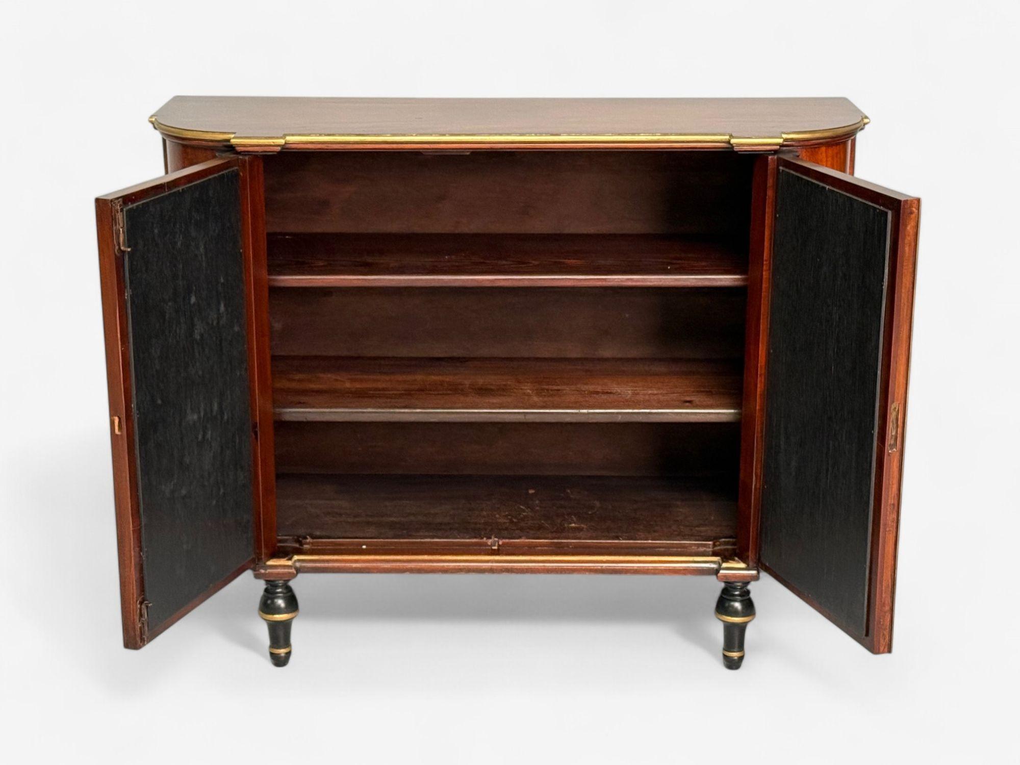 Maison Jansen Style, Console Table Cabinets, Flame Mahogany, Eglomise Glass For Sale 2